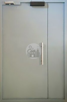 двустворчатая дверь с доводчиком для котельной, окрас нитроэмаль - внутренняя часть двери ДВ-902